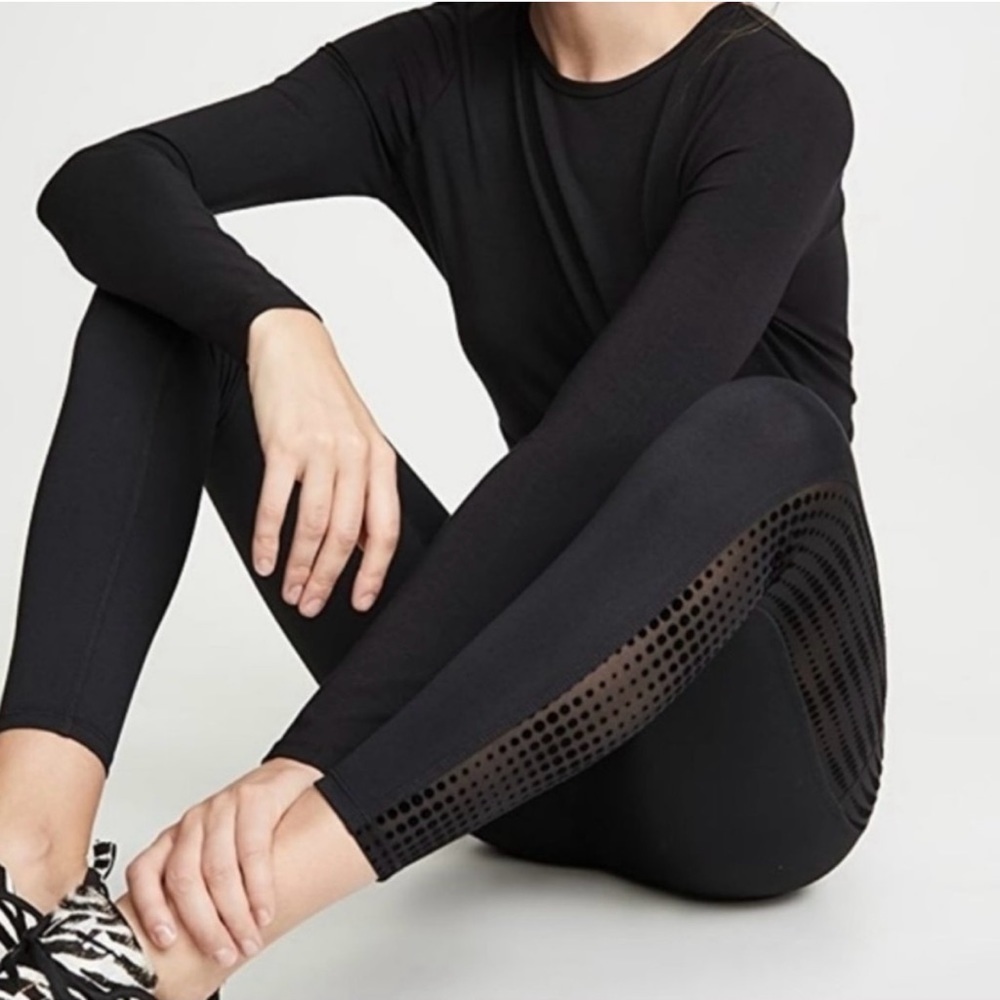 Good American Ascending dots high waisted side pocket black leggings size 0